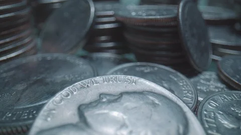 Macro US Coins, "E PLURIBUS UNUM" Stock Footage 122904314