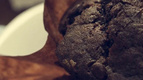 Macro video of a chocolate muffin Stock-Footage 73940580