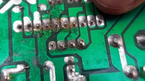 Macro video of damaged circuit board Stock Footage 310464867