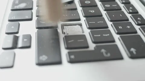 Macro video of electronic hardware maintenance showing careful cleaning Stock Footage 334116714