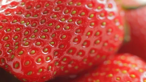 Macro video of fresh clean red srawberries Stock Footage 79146734