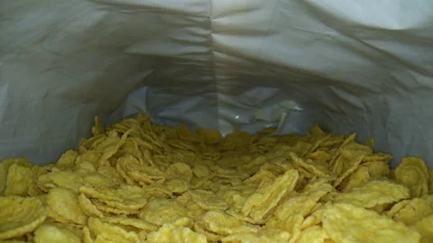 Macro video inside a packet of cornflakes. Stock Footage 158816332