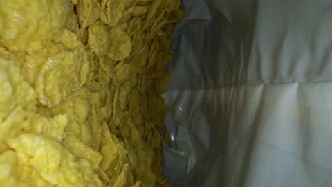 Macro video inside a packet of cornflakes. Stock Footage 158899056
