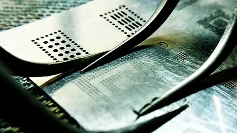 Macro Video of Professional Mobile IC Reballing Stock Footage 332800847