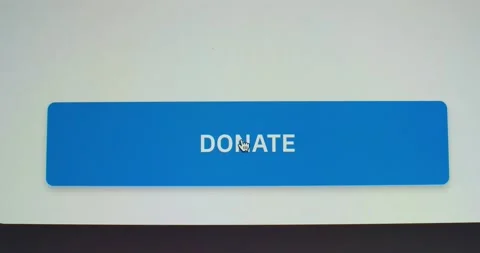 Macro video shot of cursor clicking donate button on device screen. Faceless Stock Footage 171849022