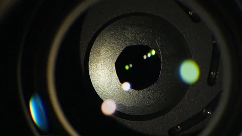 Macro video of the shutter mechanism in the mirrorless camera. Cameras work Stock Footage 84223700