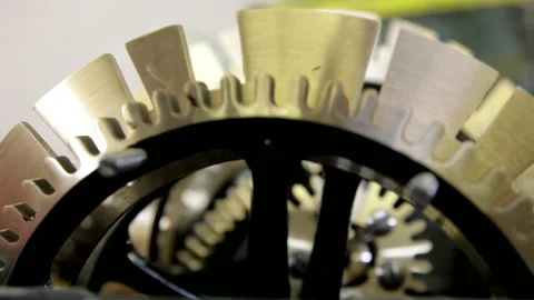 Macro View of Antique Clock Gear Mechanism Stock Footage 345751673