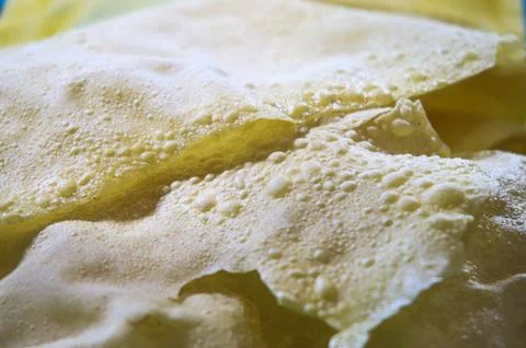 Macro View of Bumpy and Crispy Surface Texture of Indonesian Opak Cassava C.. Stock Photos