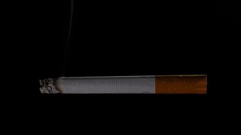 Macro View Of Burning Cigarette With Smoke Stock Footage 88054425