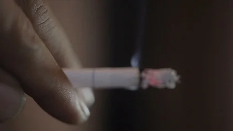 Macro View Of Burning Cigarette With Smoke. Stock Footage 90022426