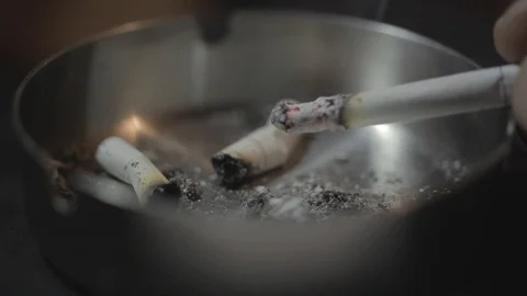 Macro View Of Burning Cigarette With Smoke. Stock Footage 90022428