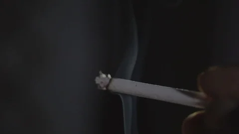 Macro View Of Burning Cigarette With Smoke. Stock Footage 90022494