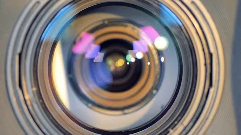 A macro view on a camera lens changing focus. Stock Footage 82168670