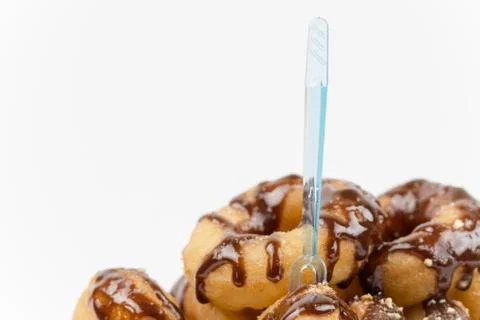 Macro view of chocolate donuts isolated on white Stock Photos