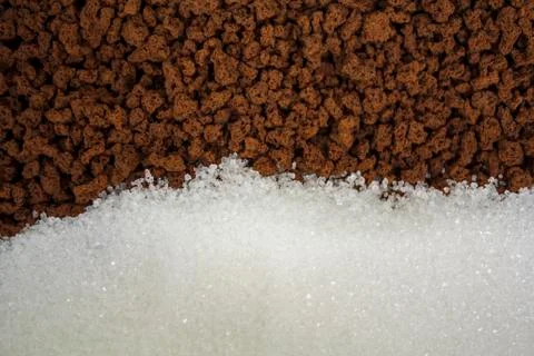 Macro view of Coffee and sugar Stock Photos
