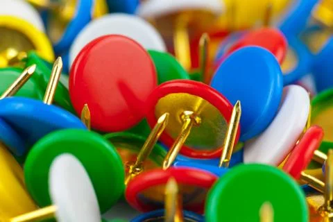 Macro view of color pushpins Stock Illustration