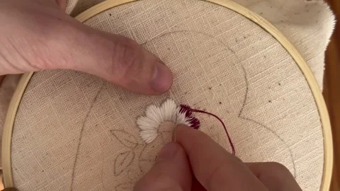 Macro View of Colorful Embroidery Thread and Stitches Stock Footage 335193842