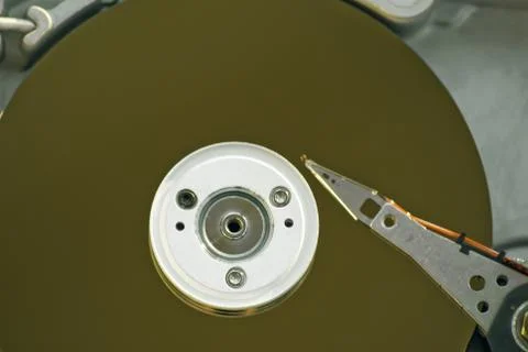 Macro View Of Computer Hard Drive Internals Stock Photos