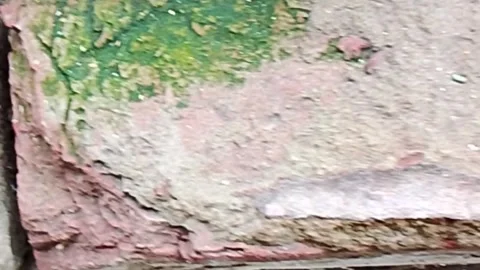 Macro view of deep crack between old red brick wall blocks a close-up 動画素材 337316485