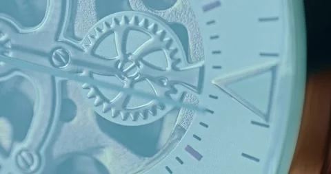 Macro view of details of a mechanical wristwatch Video stock 310845598
