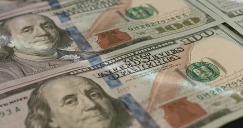 Macro view of details of new hundred dollar bill Stock-Footage 321751051