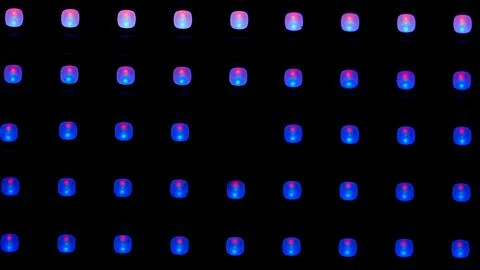 Macro View of a Digital LED Panel with RGB Pixel Grid Stock Photos