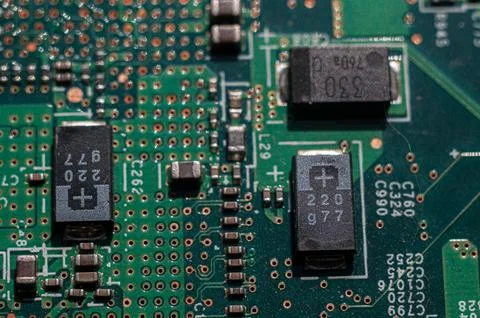 Macro View of Electronic Circuit Board Components Stock Photos