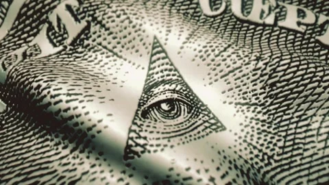 Macro view of the Eye of Providence on a US dollar bill Video stock 334572392