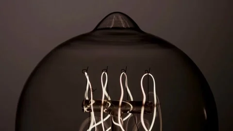 Macro view of filaments warming up and then fading Stock Footage 329657354