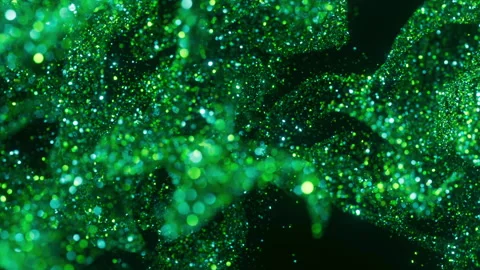 Macro view of green glitter with soft bokeh. Stock Footage 329164847