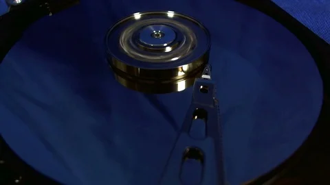 Macro view of hard disk head movements. Stock Footage 78245438