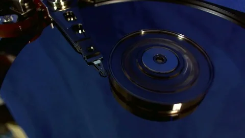 Macro view of hard disk head movements. Stock Footage 78257978