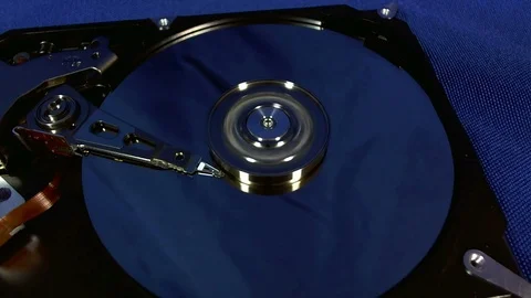 Macro view of hard disk head movements. Stock Footage 78291312