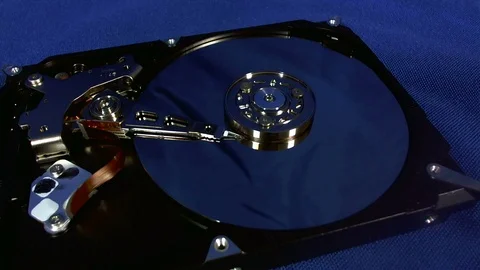 Macro view of hard disk head movements. Stock Footage 78309926