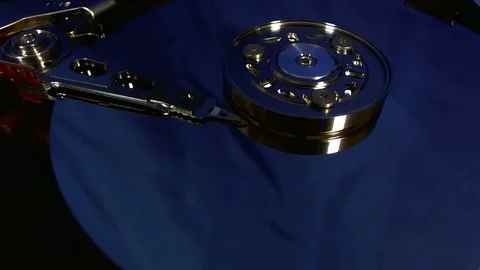 Macro view of hard disk head movements. Stock Footage 78316780