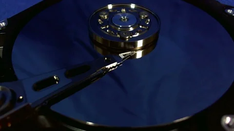Macro view of hard disk head movements. Stock Footage 78360307