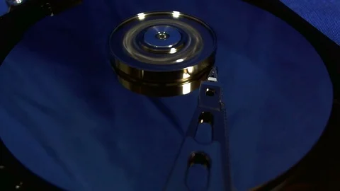 Macro view of hard disk head movements. Stock Footage 78365021