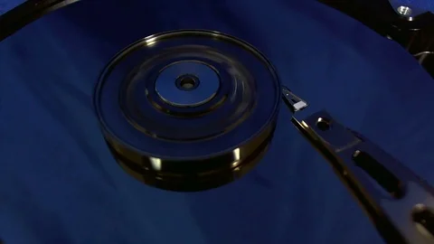 Macro view of hard disk head movements. Stock Footage 78369449