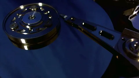 Macro view of hard disk head movements. Stock Footage 78376614