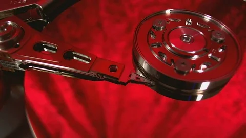 Macro view of hard disk head movements. Stock Footage 78385125