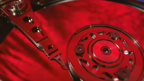 Macro view of hard disk head movements. Stock Footage 78390797