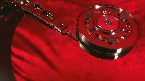 Macro view of hard disk head movements. Stock Footage 78395245