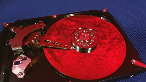 Macro view of hard disk head movements. Stock Footage 78399783