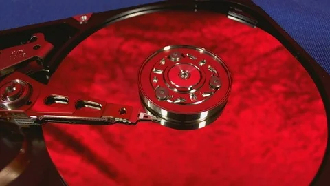 Macro view of hard disk head movements. Stock Footage 78412000