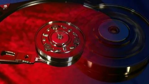 Macro view of hard disk head movements. Stock Footage 78421629