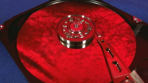 Macro view of hard disk head movements. Stock Footage 84958847