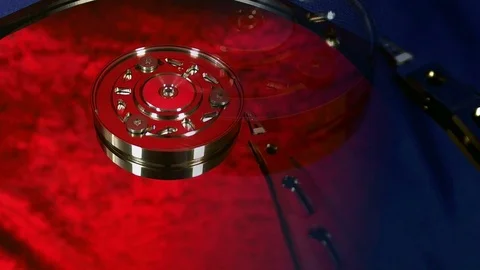 Macro view of hard disk head movements. Stock Footage 84959125