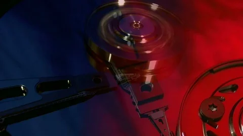 Macro view of hard disk head movements. Stock Footage 84960017