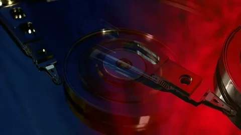 Macro view of hard disk head movements. Stock Footage 84960309