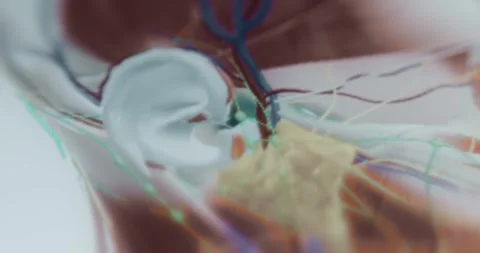 Macro view of human head anatomy side view Stock Footage 313623679